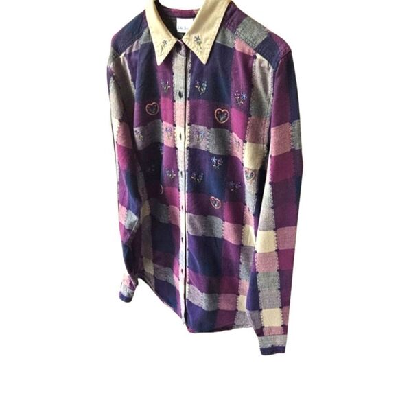 BOBBIE BROOKS Vintage Quilted Pattern Floral,Heart,Embroidery design Blouse - Picture 5 of 14